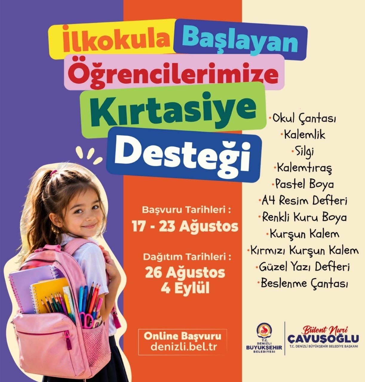 Denizli B&uuml;y&uuml;kşehir&rsquo;den miniklere "Okula Merhaba" desteği