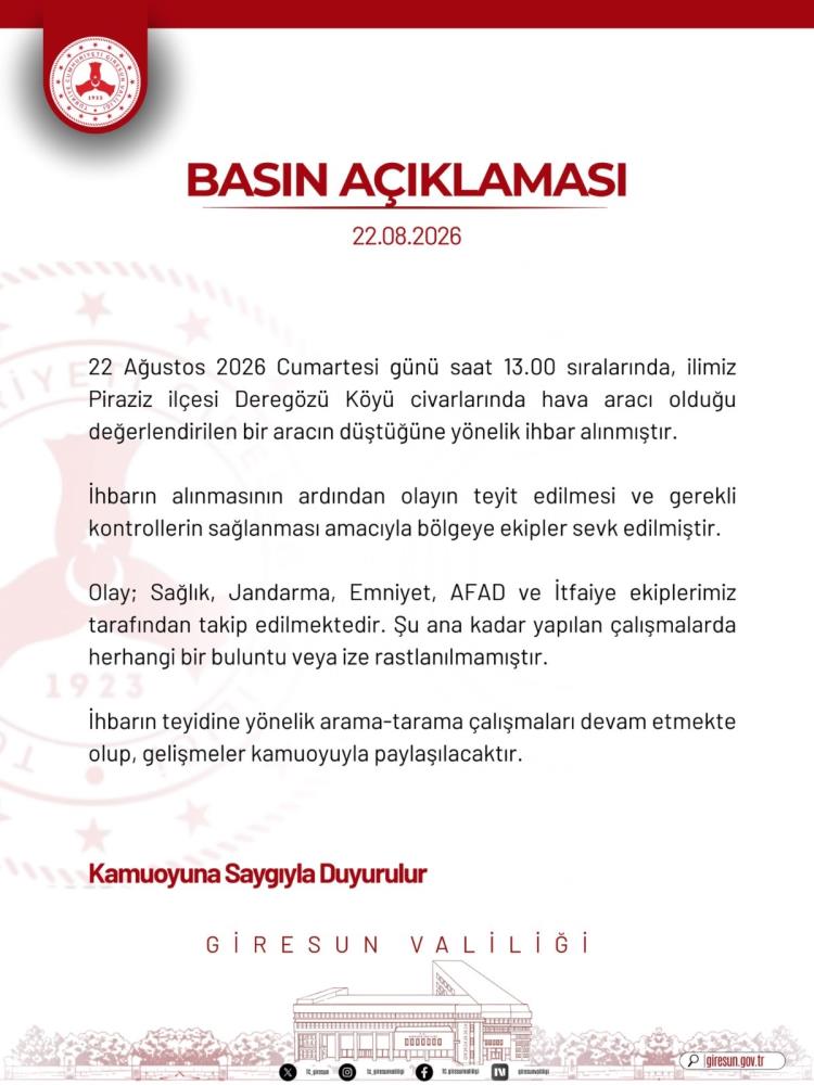 Giresun’da helikopter düştüğü iddiası
