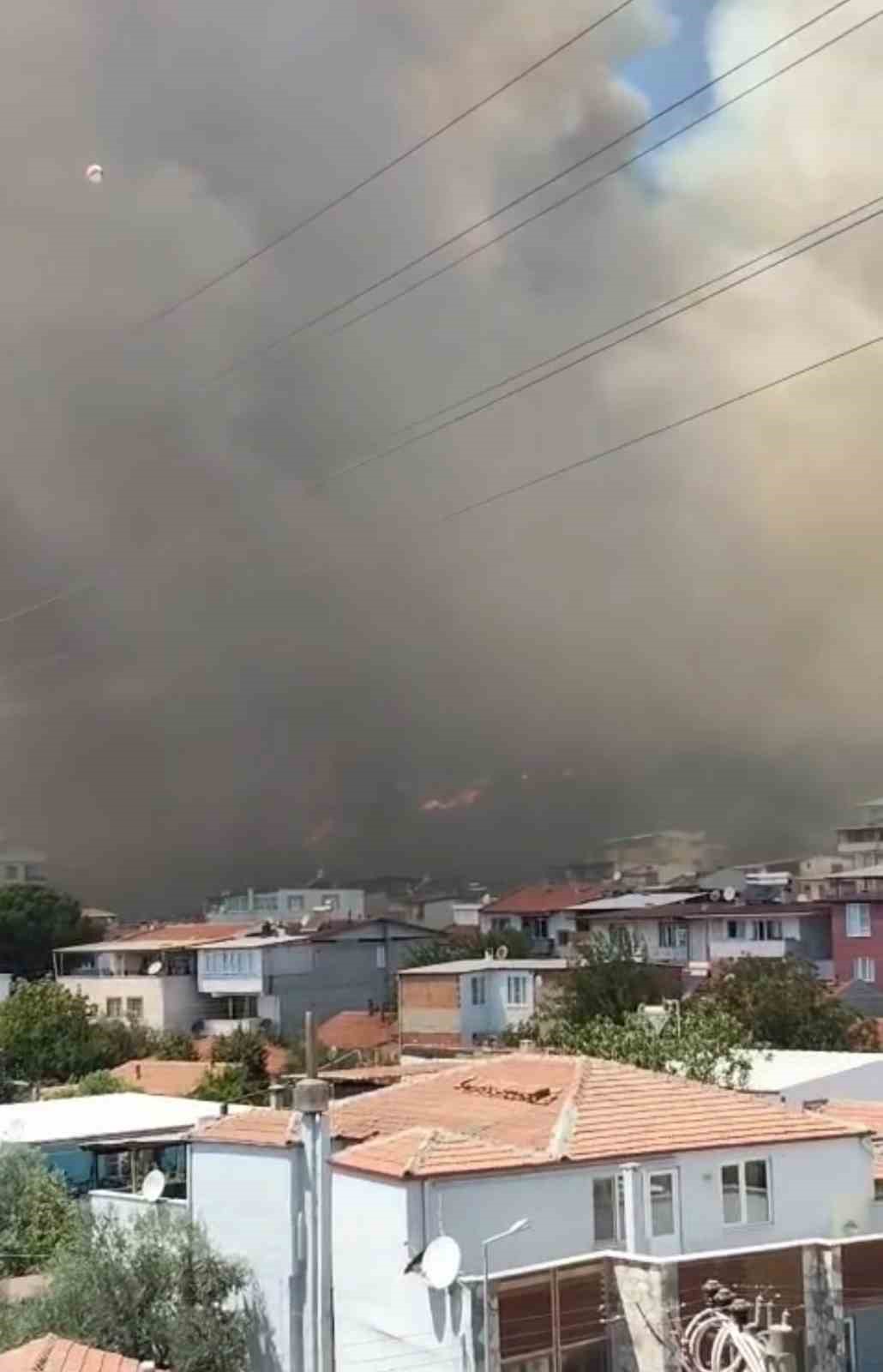 Kazdağları eteklerinde yangın...Siyah dumanlar k&ouml;rfezden g&ouml;r&uuml;l&uuml;yor