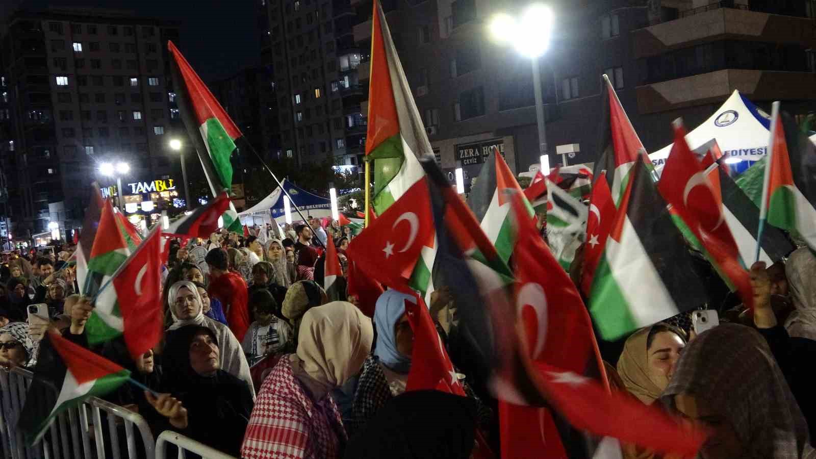 Filistin konvoyu Gaziantep&rsquo;te destek mitingiyle karşılandı
