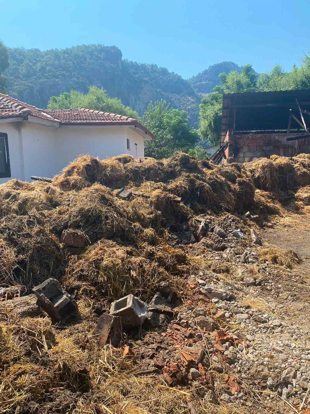 Yangında 500 balya samanı yanan &uuml;reticiye B&uuml;y&uuml;kşehir&rsquo;den destek