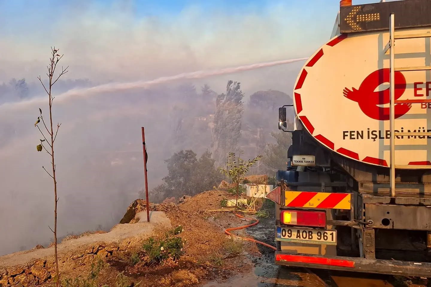 &Ccedil;ine&rsquo;deki yangına Efeler Belediyesi&rsquo;nden saha desteği