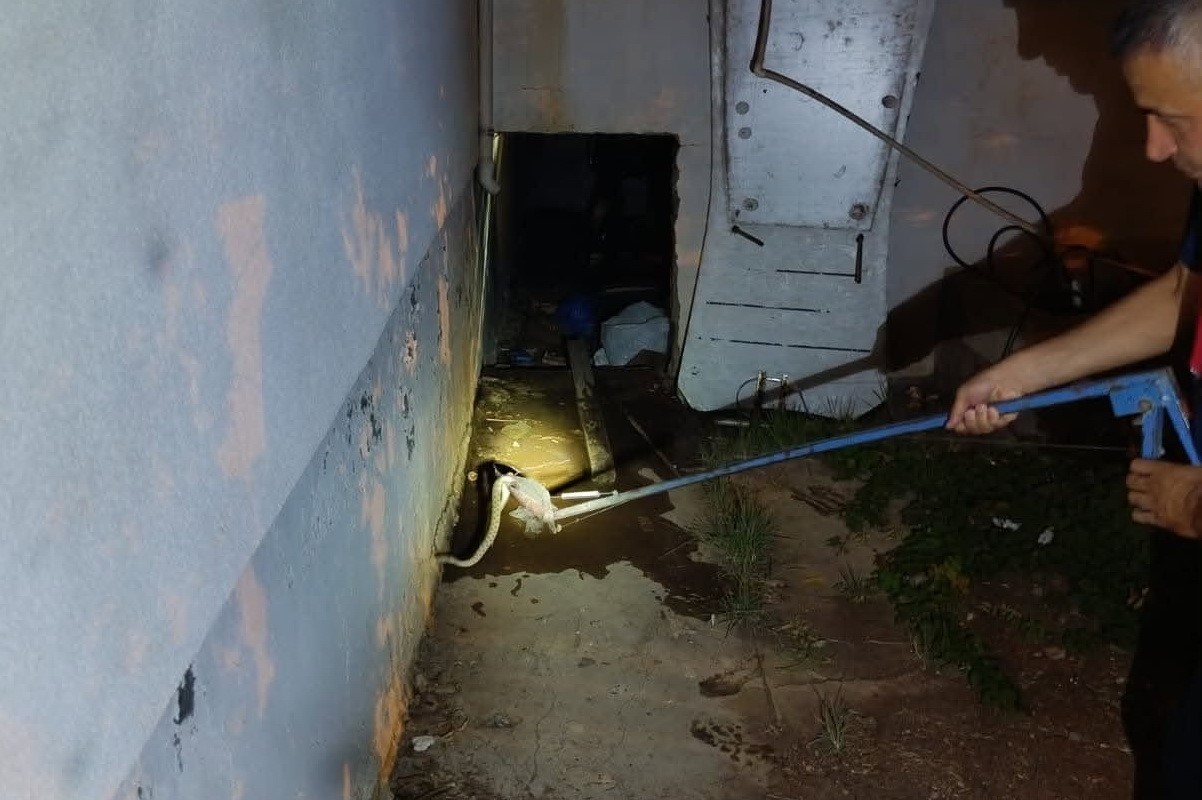 Evin deposuna giren yılan ekipleri harekete ge&ccedil;irdi