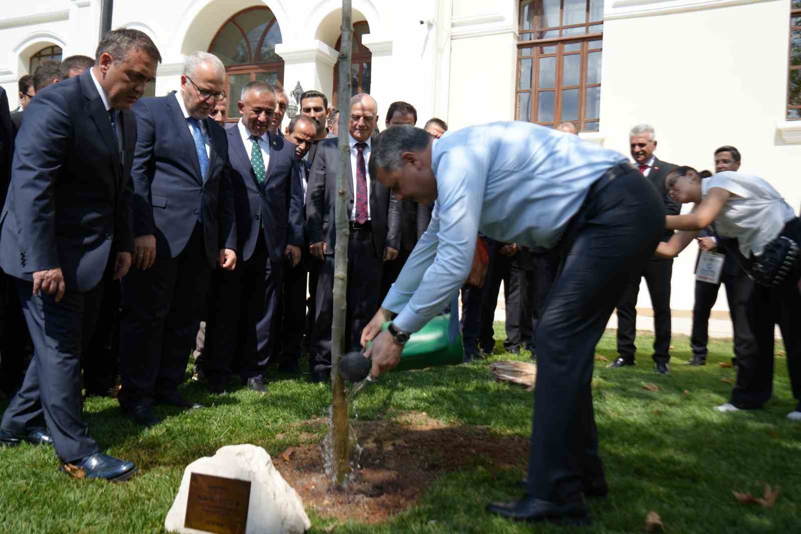 Bakanı &Ccedil;ift&ccedil;i, adını taşıyan &ccedil;ınar fidanını dikerek can suyu verdi