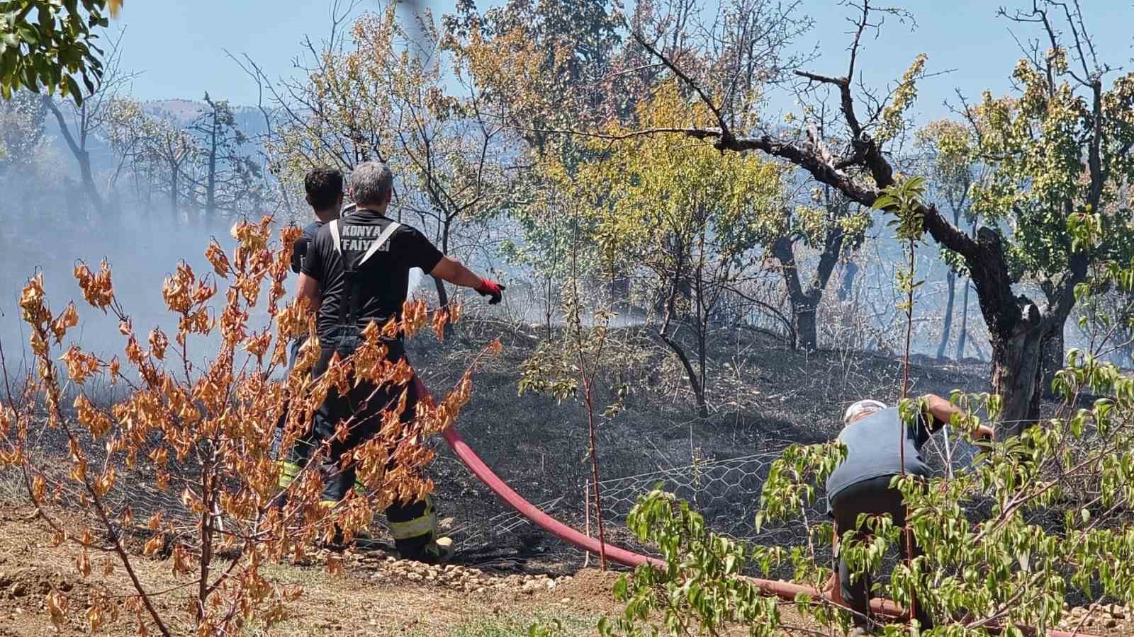 Anız yangını evlerin sınırına ulaşmadan s&ouml;nd&uuml;r&uuml;ld&uuml;
