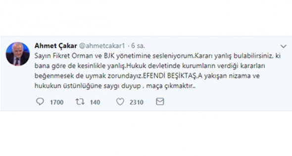 Ahmet Çakar'dan Beşiktaş'a tarihi çağrı!