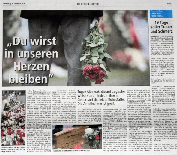 Tuğçe’nin cenaze töreni Alman basınında