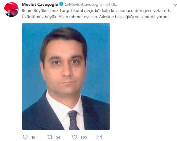 Bakan Çavuşoğlu duyurdu: Büyükelçi hayatını kaybetti