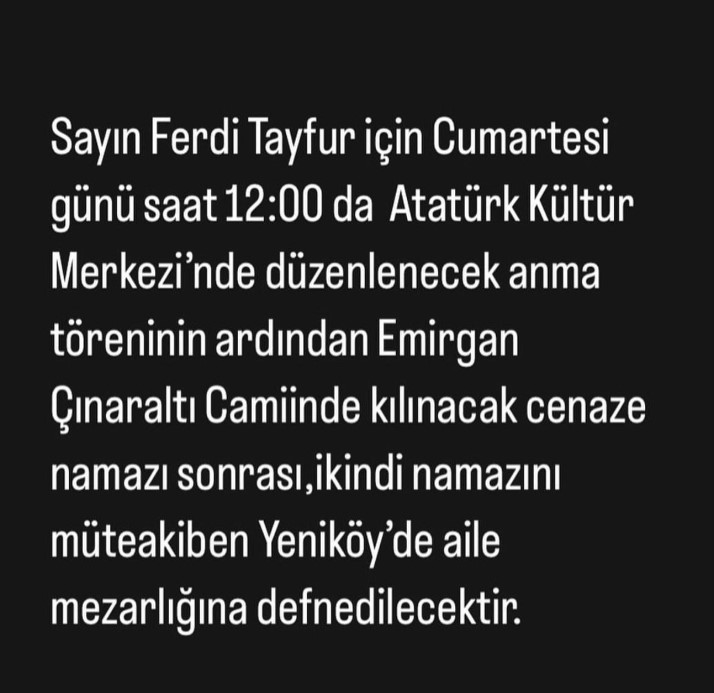 Ferdi Tayfur i&ccedil;in 4 Ocak&rsquo;ta İstanbul&rsquo;da cenaze t&ouml;reni d&uuml;zenlenecek