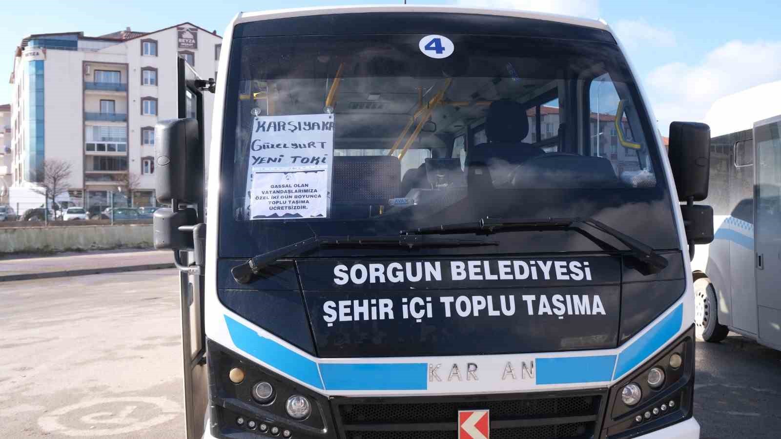 Sorgun Belediyesi, gassallar i&ccedil;in toplu taşımayı &uuml;cretsiz yaptı
