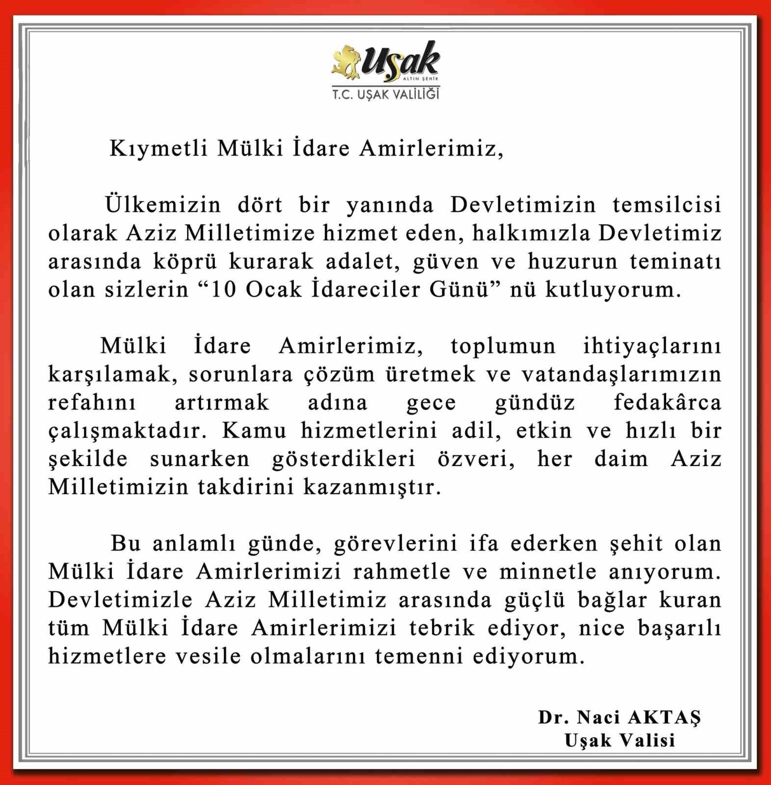 Vali Aktaş; "Mülki idare amirlerimiz toplumun ihtiyaçları için fedakarca çalışıyor"