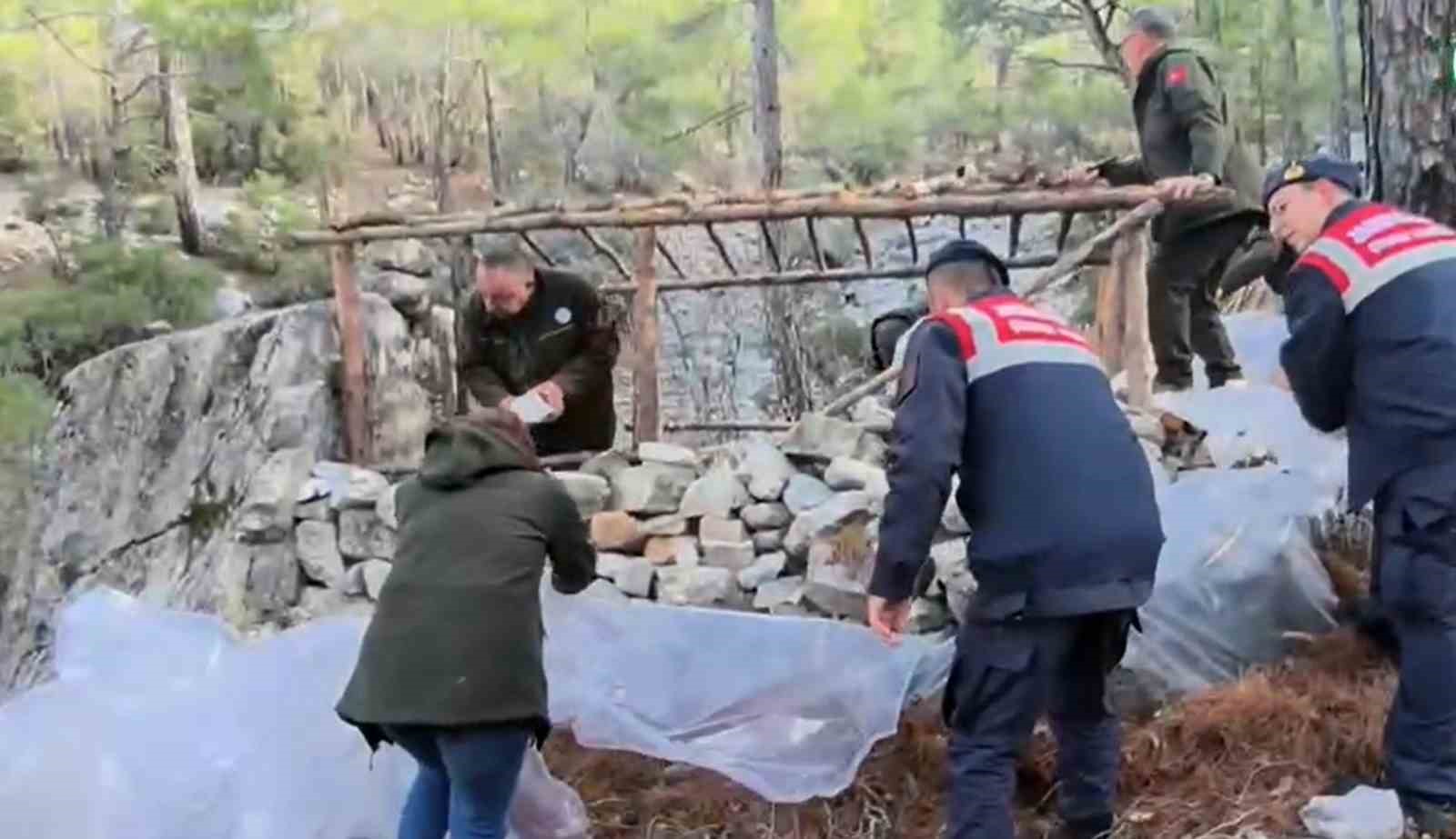 Avcıların ormana yaptığı kaçak barakalar yıkıldı