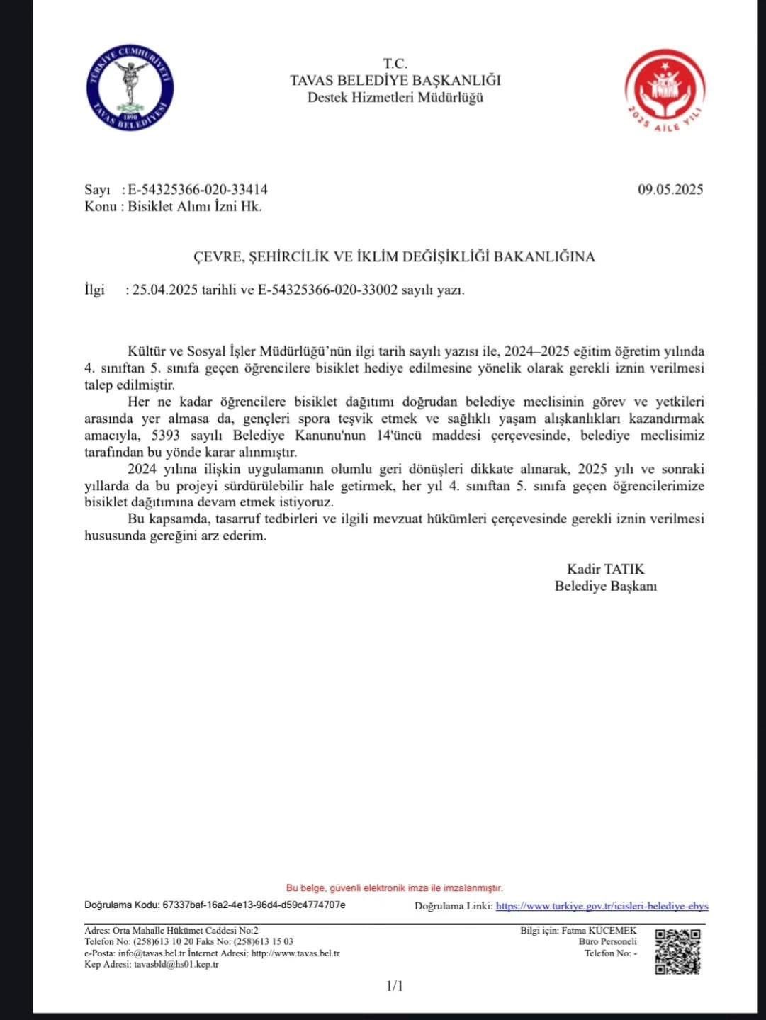 Tavas Belediyesi ilkokul öğrencilerine verildiği bisiklet sözünü yerine getirecek