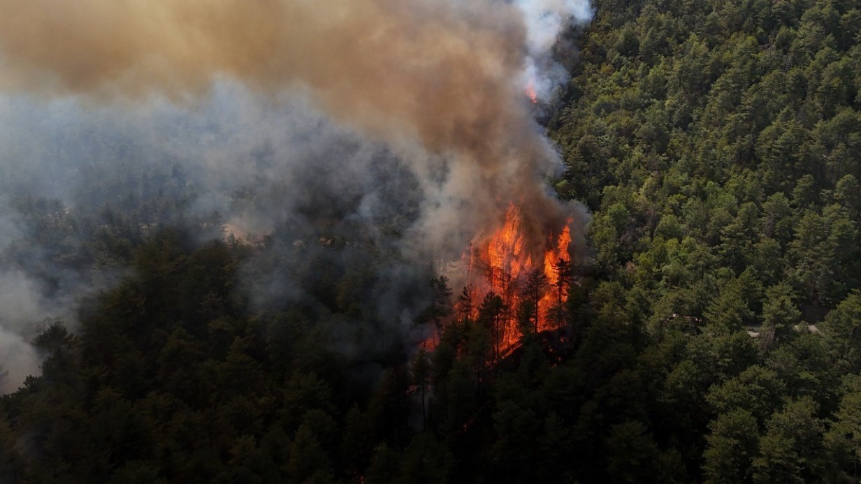 Karabük’te orman yangını rüzgarın etkisiyle büyüyor