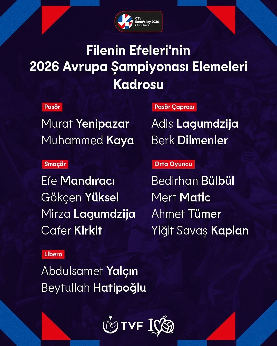 A Milli Erkek Voleybol Takımı&rsquo;nın Macaristan ma&ccedil;ı kadrosu belli oldu
