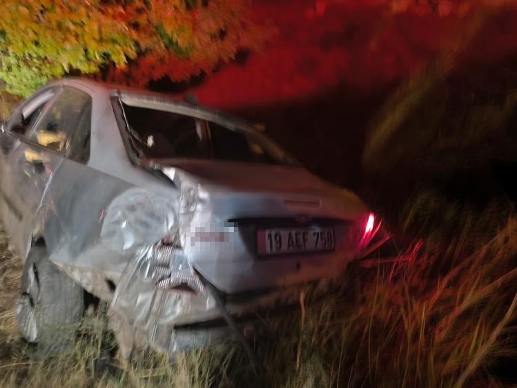 &Ccedil;orum&rsquo;da kontrolden &ccedil;ıkan otomobil ağaca &ccedil;arptı: 2 yaralı

