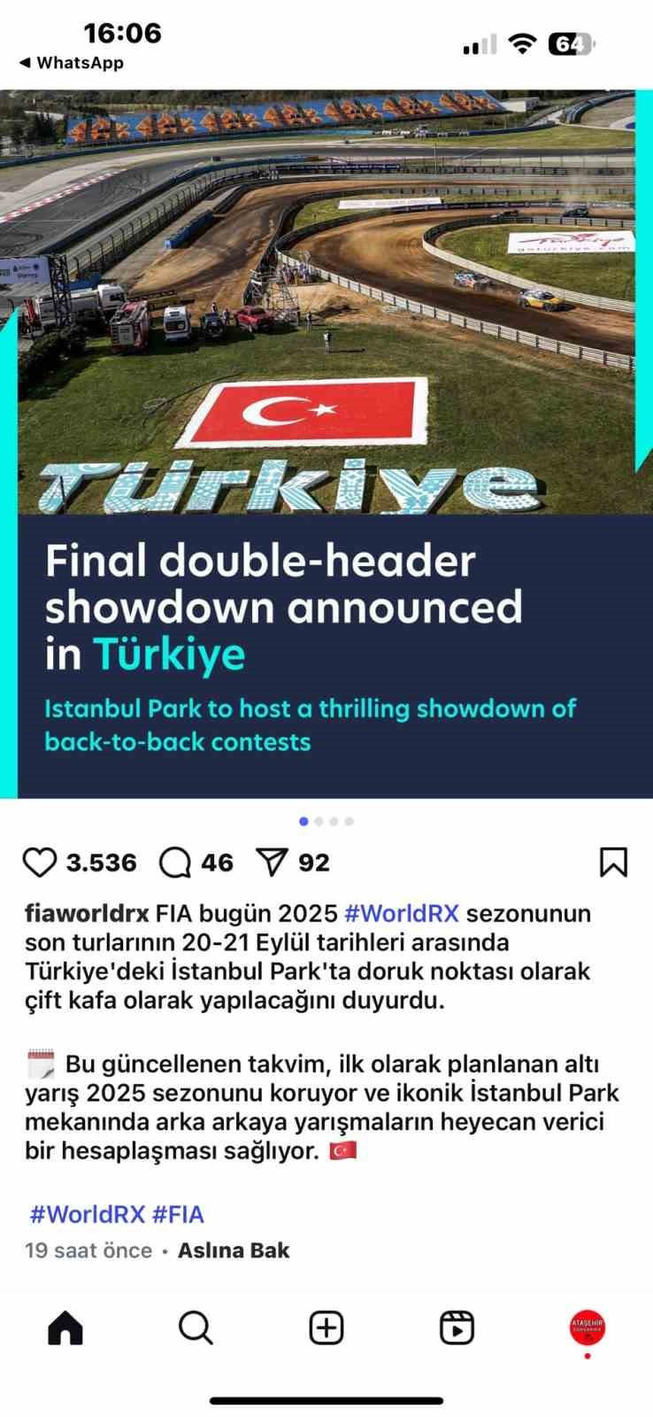 D&uuml;nya Rallikros Şampiyonası 2025 Finali İstanbul Park&rsquo;ta &ccedil;ifte yarışla tamamlanacak
