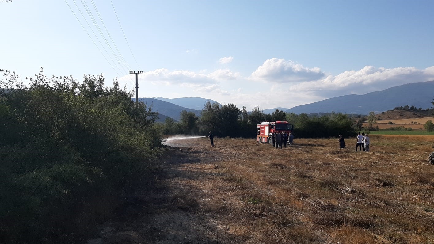 Bolu’da otluk alandaki yangın büyümeden söndürüldü: Su şişeleriyle müdahale ettiler