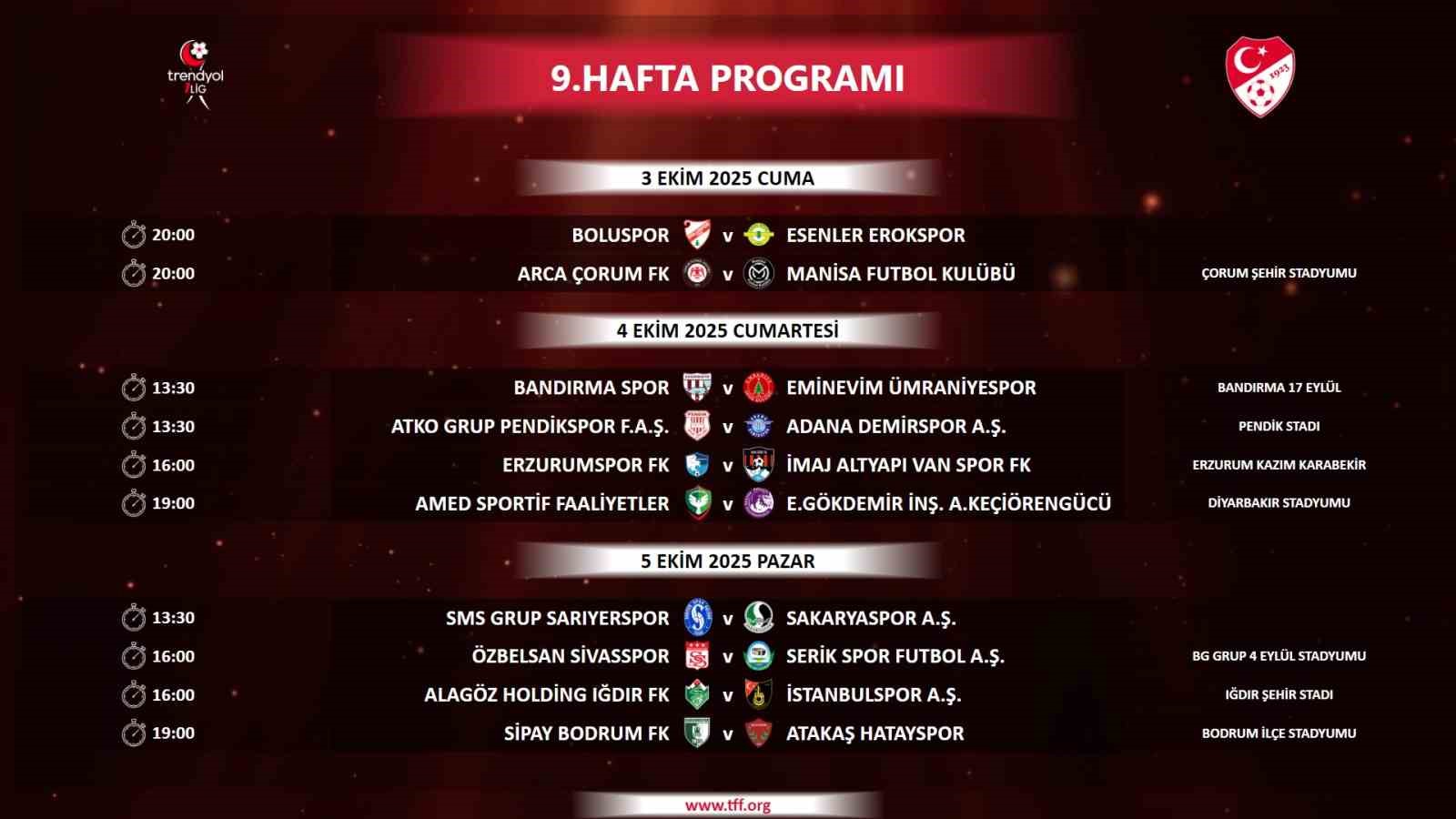 Trendyol 1. Lig’de 5 haftalık program açıklandı