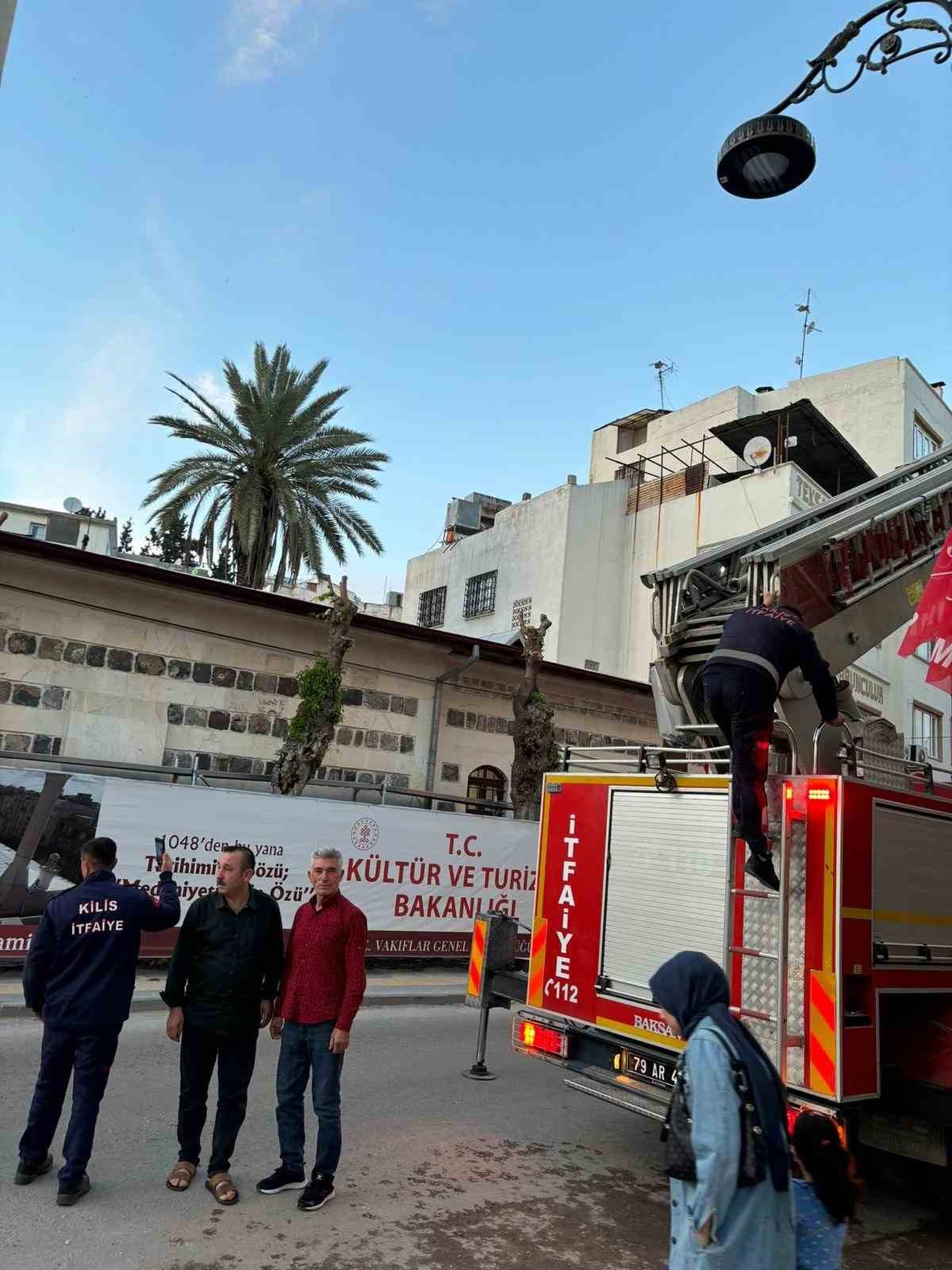 Kilis&rsquo;te 3 g&uuml;nd&uuml;r ağa&ccedil;ta mahsur kalan kedi kurtarıldı
