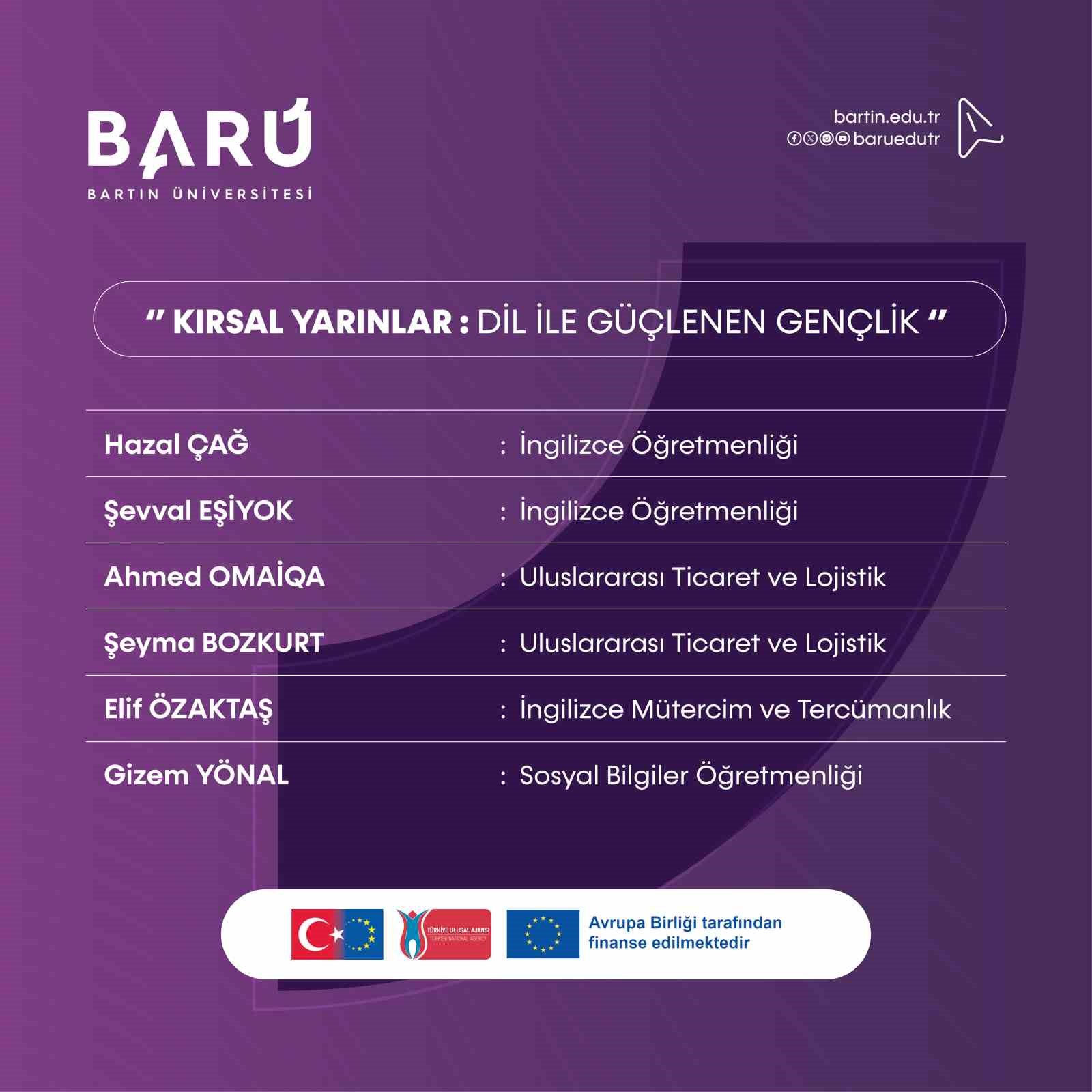 BAR&Uuml;&rsquo;n&uuml;n &ouml;ğrenci projesine Avrupa Birliği&rsquo;nden destek
