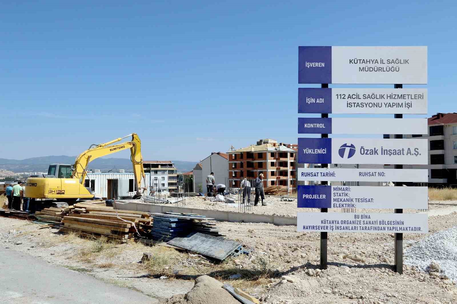 Kütahya OSB yönetiminden 112 Acil Sağlık Hizmetleri İstasyonu inşaatında inceleme
