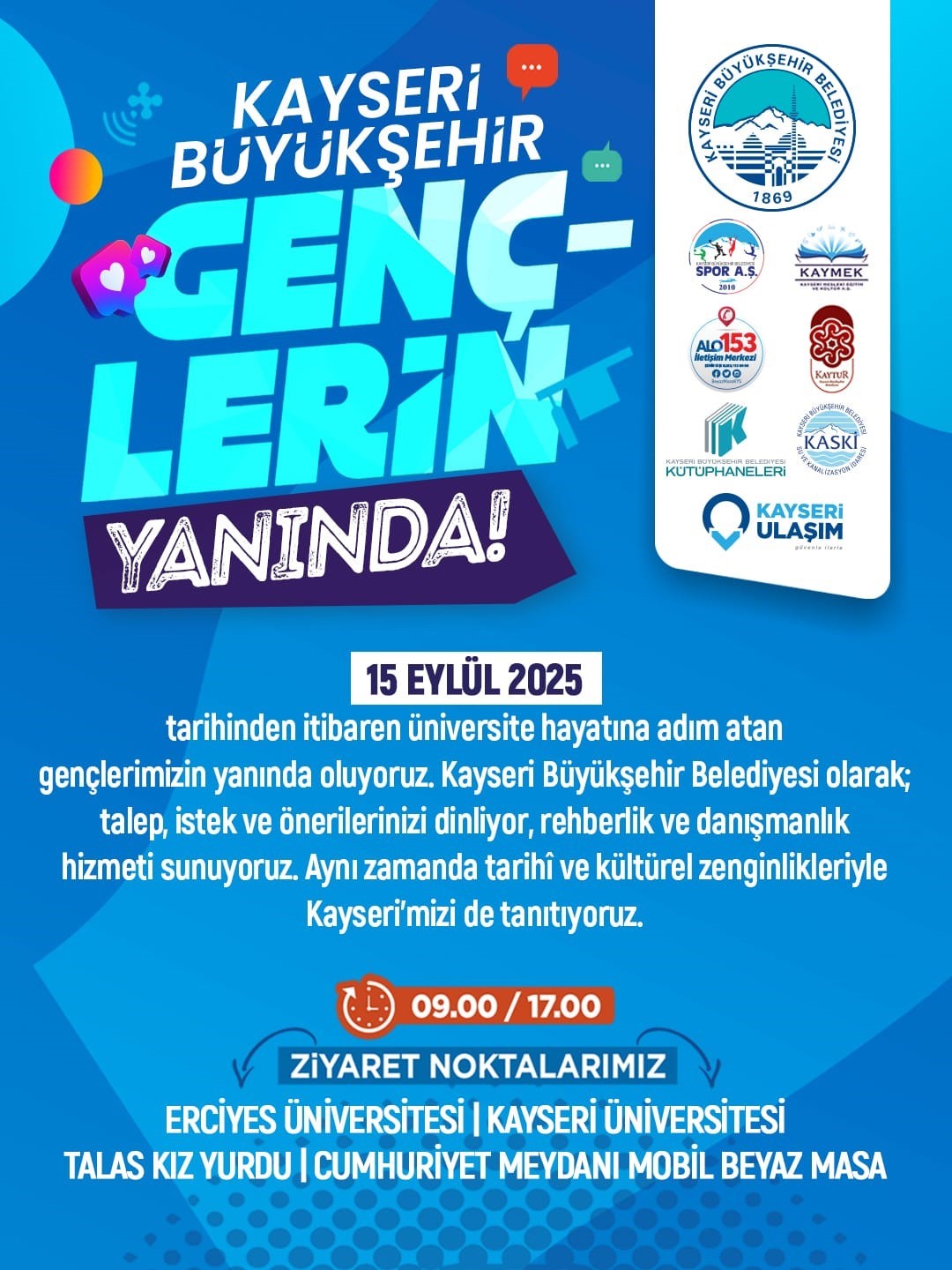 Gen&ccedil; Dostu Şehir, b&uuml;y&uuml;kşehir ile &ouml;ğrencileri kucaklıyor
