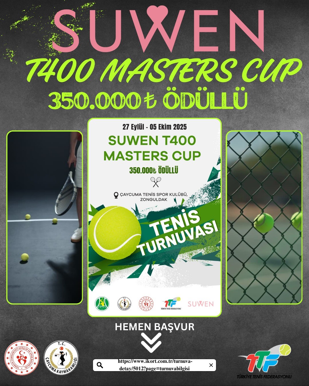 Çaycuma, Suwen Cup T400 Masters Tenis Turnuvasına ev sahipliği yapacak