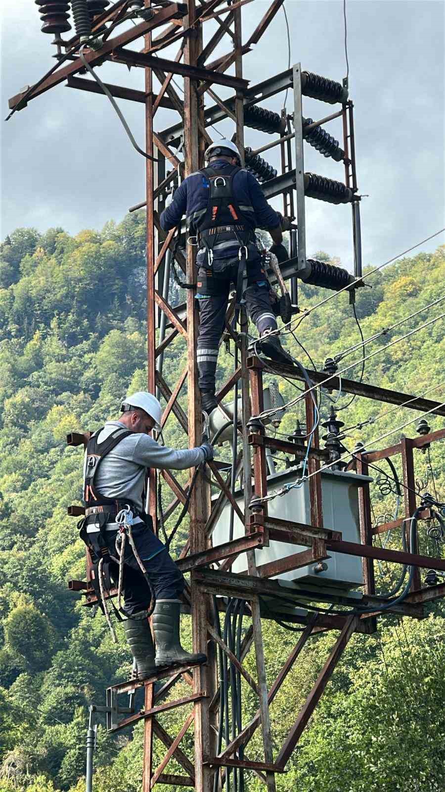 Sel afetinin ardından enerji nakil hatları onarılıyor