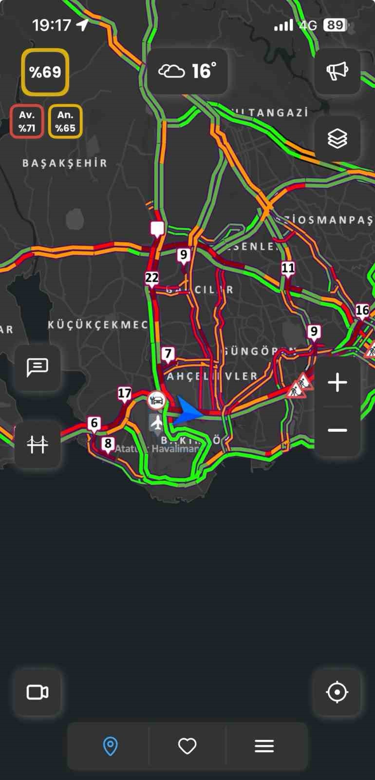 İstanbul’da trafik yoğunluğu akşam saatlerinde yüzde 69’a ulaştı
