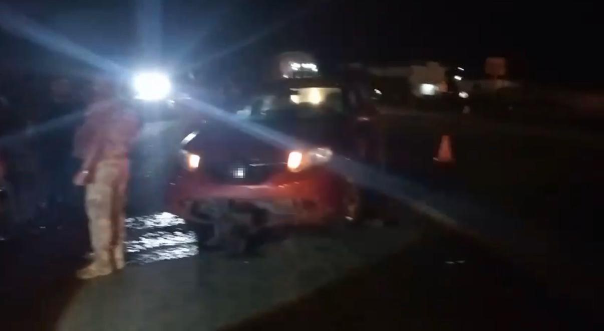 Yolda doğum yapan manda, yavrusuyla otomobil altında kalarak telef oldu