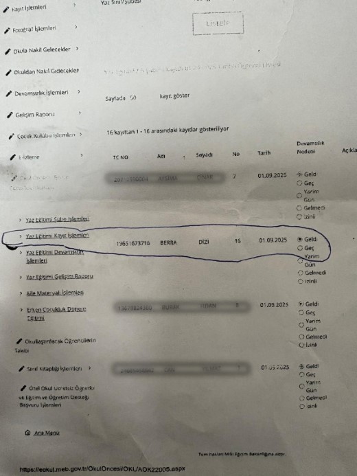 Hayatta olmayan Berra’yı MEBBIS’e kayıt edip okula geldi gibi göstermişler