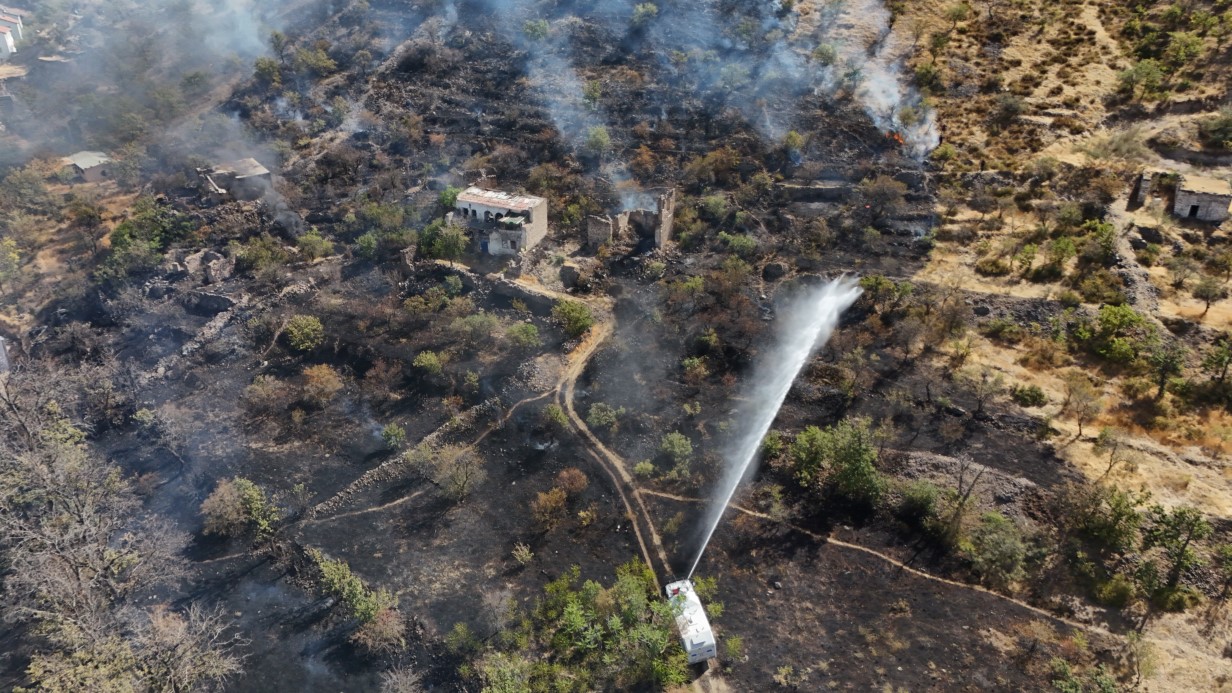 Patlıcan közlerken ormanı yaktılar