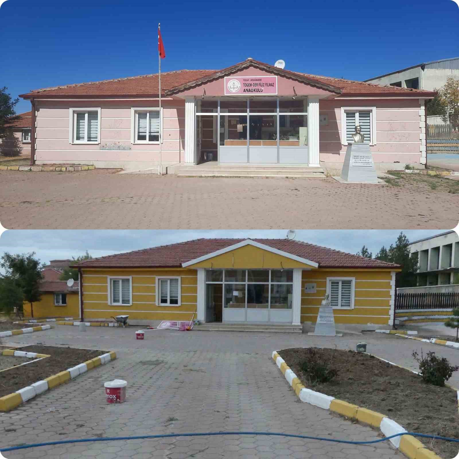 İnfaz Koruma memurları boş vakitlerinde okulların bakım ve onarımlarını ger&ccedil;ekleştiriyor
