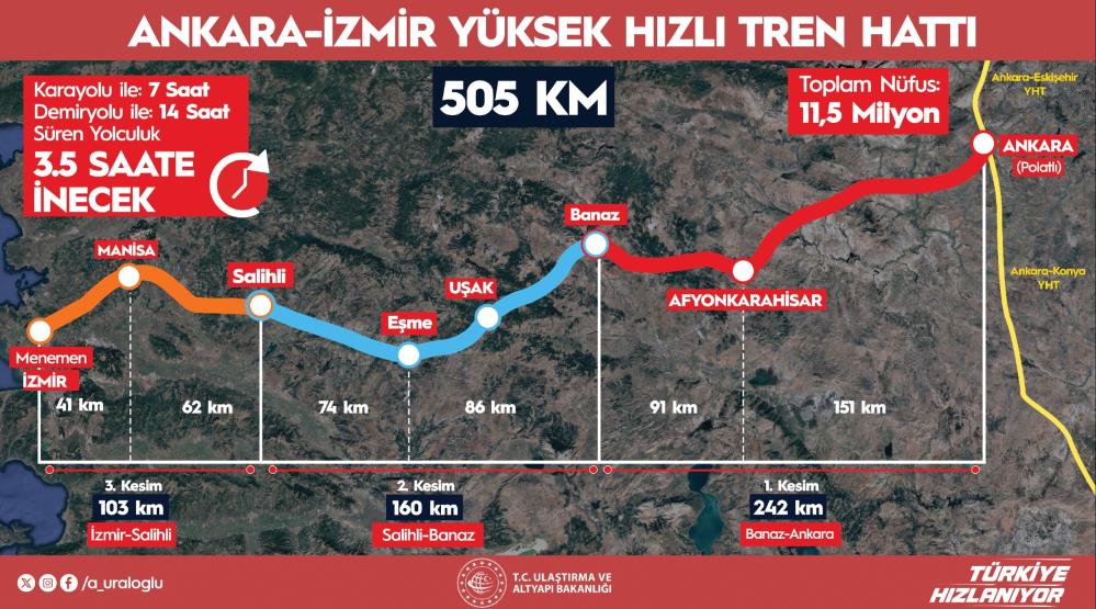 Ankara ile İzmir arasındaki seyahat süresini 3,5 saate düşürecek projede Köroğlu Tüneli’nde ışık göründü