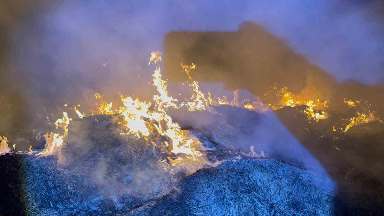 Eber G&ouml;l&uuml;&rsquo;nden toplanan kamışların depolandığı alanda yangın
