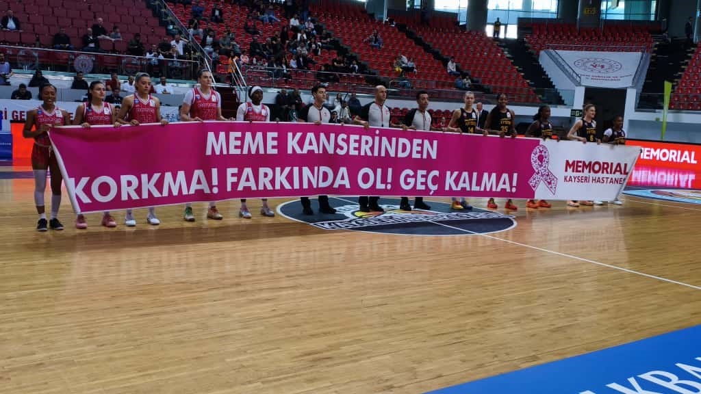 Kayseri Kadın Basketbol &rsquo;meme kanserine&rsquo; dikkat &ccedil;ekti
