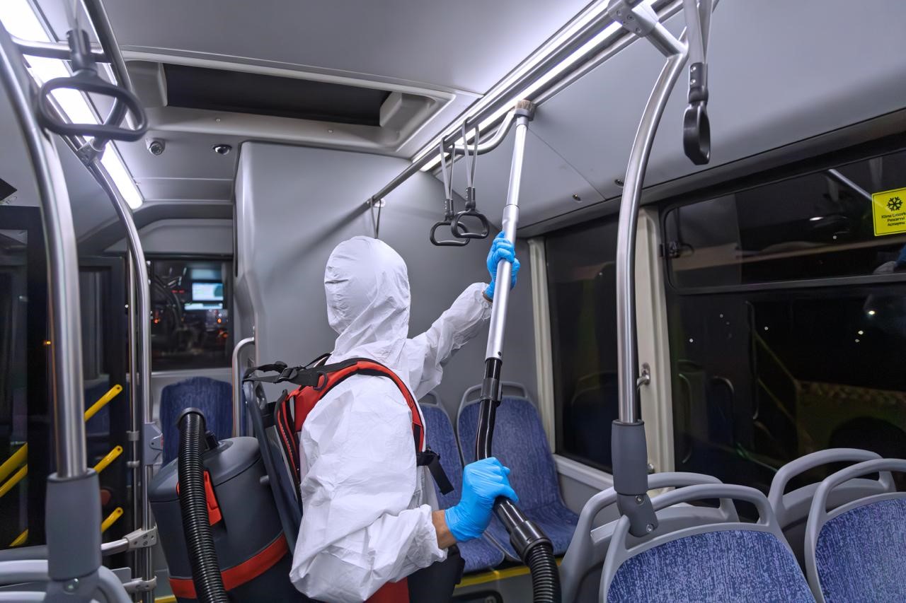 UlaşımPark otob&uuml;slerinde hijyen &ccedil;alışmaları
