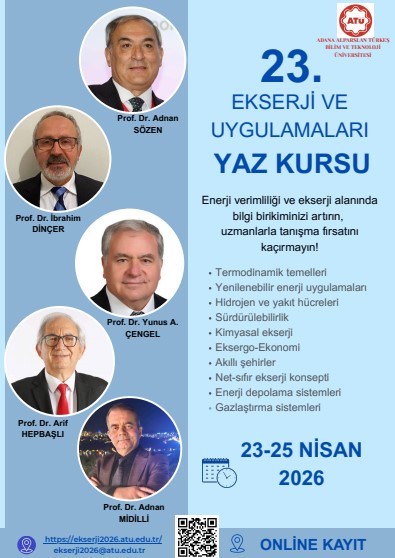 ATÜ, "23. Ekserji ve Uygulamaları Yaz Kursu’na ev sahipliği yapacak
