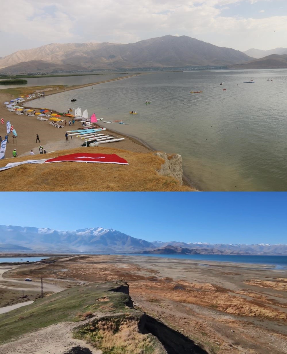 Renkli yazlardan sessiz çöl manzarasına: Van Gölü’nün 8 yıllık değişimi
