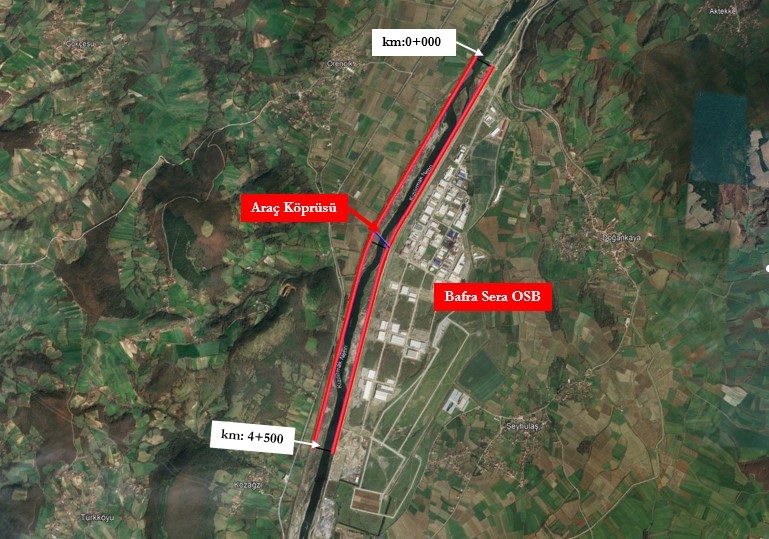 Bafra’da OSB’leri birbirine bağlayacak dev köprü hızla yükseliyor
