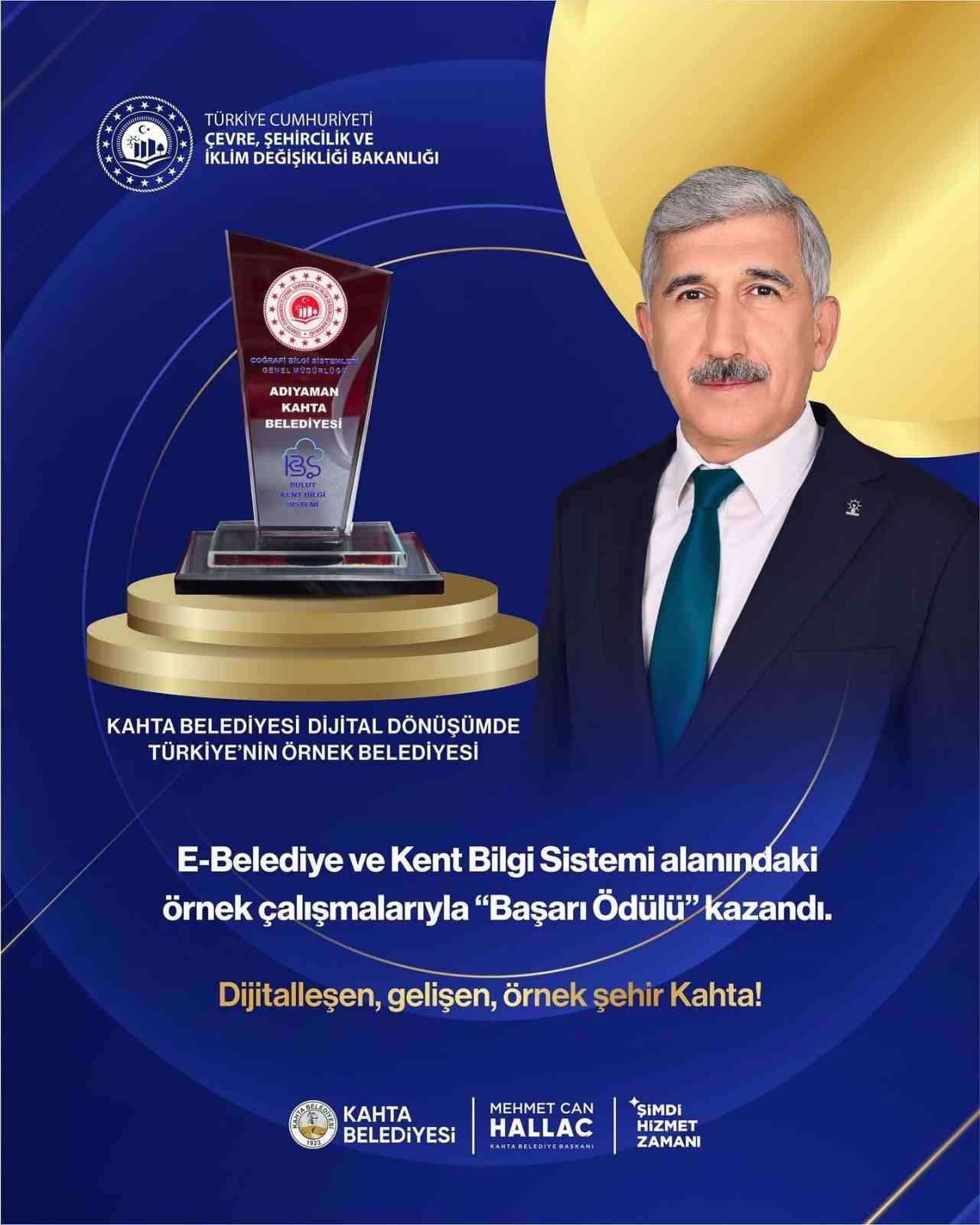 Kahta Belediyesi’ne Dijital Belediyecilikte "Başarı Ödülü" verildi
