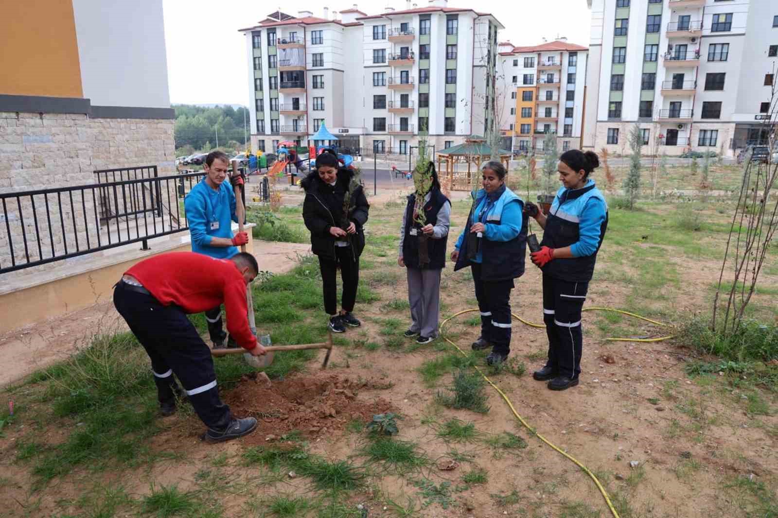 Menteşe Akçaova TOKİ Site yönetiminden ‘Yeşil Vatan’a fidanlı destek
