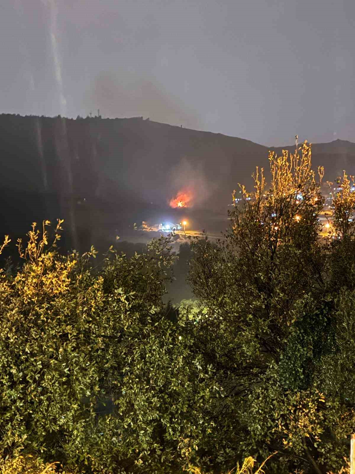 Hatay’da yıldırımın düştüğü ağaçlık alanda yangın çıktı
