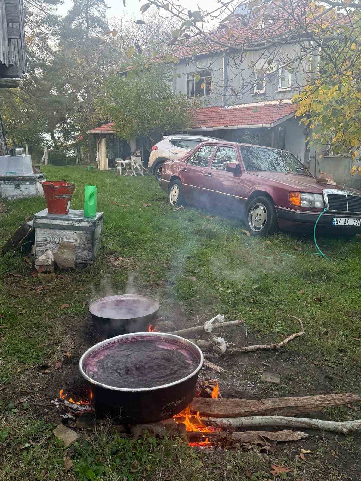 Sinop köylerinde kazanlar kaynıyor: Kışlık pekmez mesaisi
