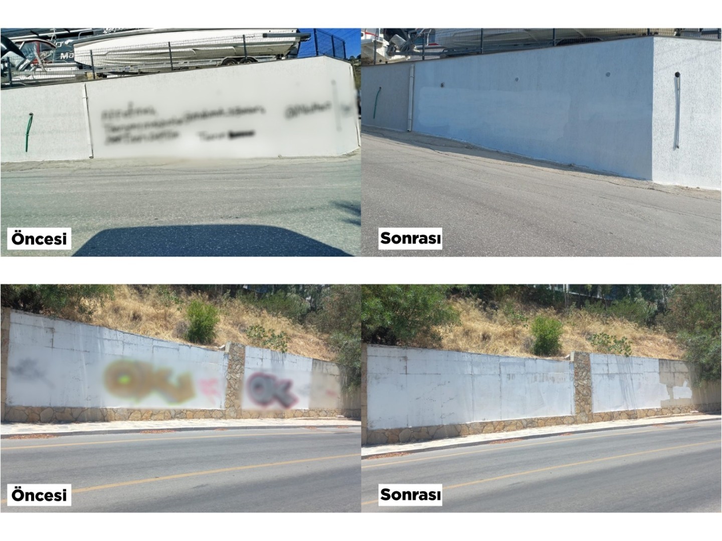 Kent estetiğini bozan yazılar ve resimler belediye ekiplerince temizleniyor
