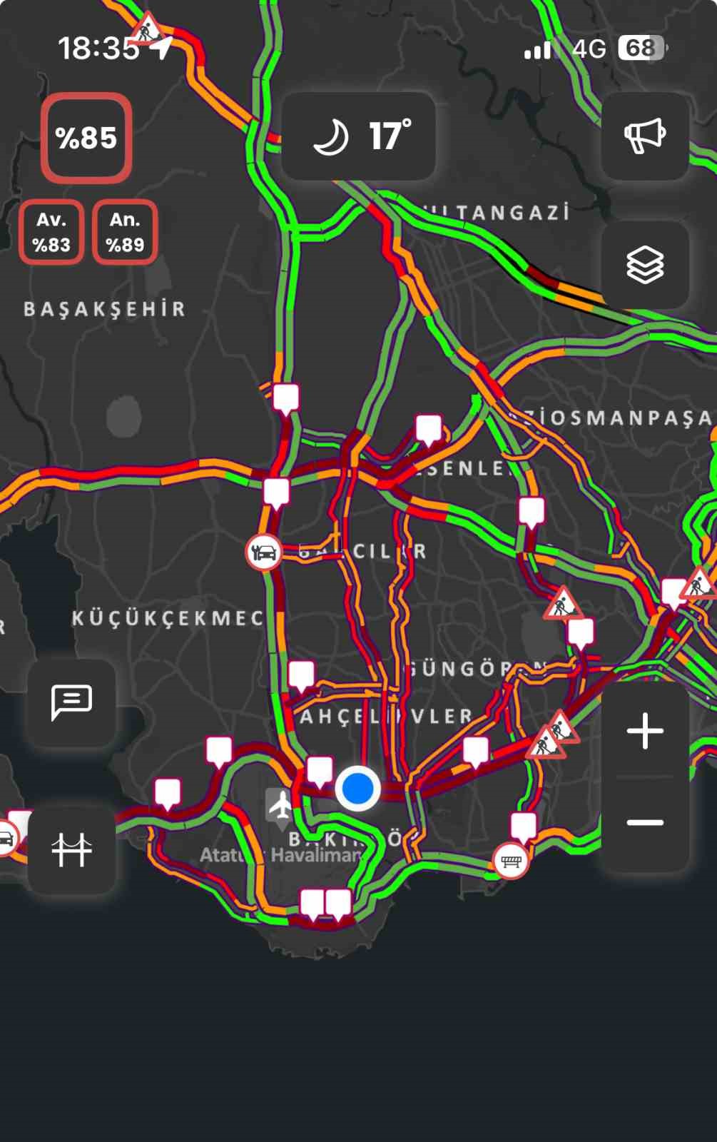 İstanbul’da trafik yoğunluğu yüzde 85’e ulaştı