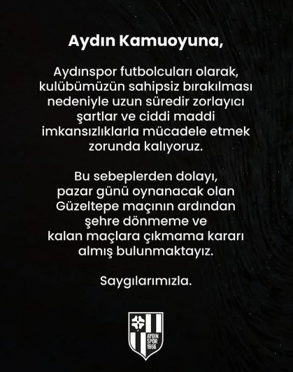 Aydınspor futbolcularından ’şehre dönmeme’ kararı