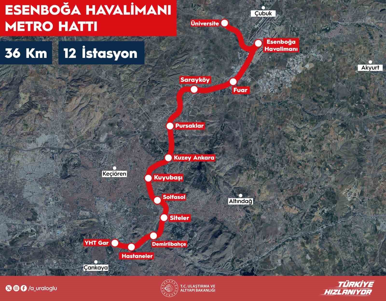 Bakan Uraloğlu: "(Esenboğa Havalimanı Metro Hattı) Yapım çalışmalarına 2026 yılında başlamayı hedefliyoruz"