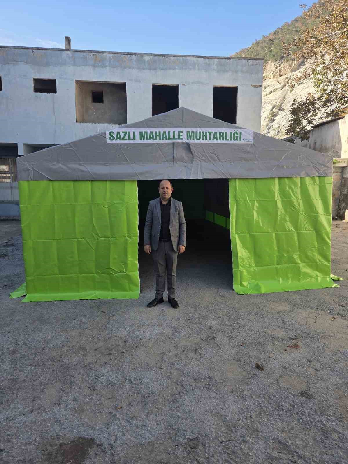 Sazlı Mahallesi&rsquo;ne hayırsever desteği ile taziye &ccedil;adırı kazandırıldı
